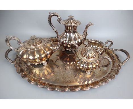 Mappin and Webb tea service with silver plate tray 