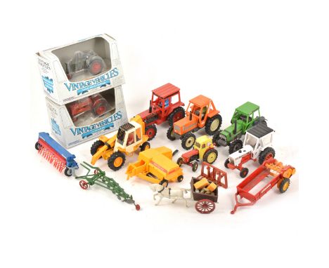 Die-cast models mostly farming related; including Britains tractors, farm attachments, Corgi tractors, Ertl models and others