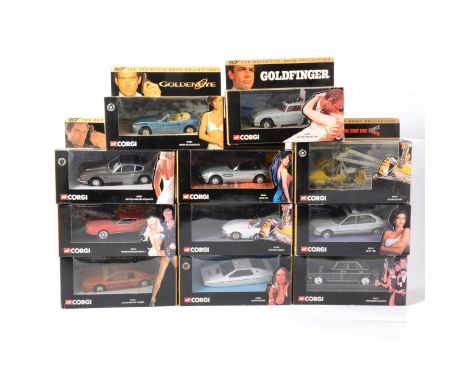 Corgi Toys; elven James Bond 007 models including; 05001 BMW Z8; 05101 BMW 750i; 65002 Lotus Esprit; 65102 Toyota 2000GT; and