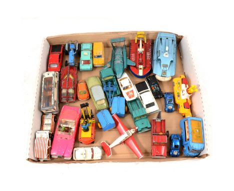 Tray of loose die-cast models and vehicles, including Corgi Toys Citroen DS19; Volvo P1800 'The Saint'; The Yellow Submarine;