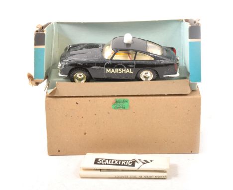 Tri-ang Scalextric slot-car racing model car; E/5 Marshal's Car, black body with top white lamp, in original pull out card bo