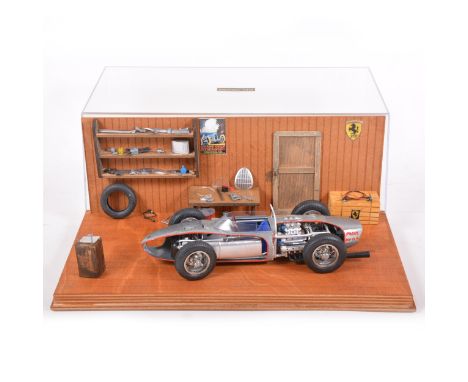 Revival hand-built compeition scale model; Ferrari 156 Spaccato &amp; Battuta (1961) - an exclusive model on fitted garage in