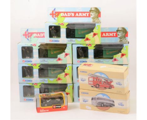 Corgi Toys 18501 Dad's Army Bedford O series van with Hodges figure (x7); 97352 AEC Ladder fire vehicle; 97170 Burlingham Sea