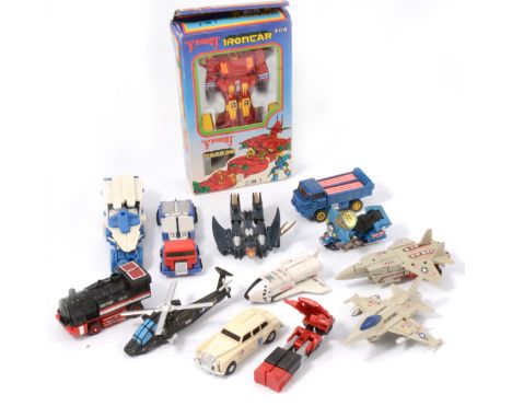 Transforming toys and figures; including Transformer type, including makers Bandai; MC Toy; along with a boxed Y Robot Ironca