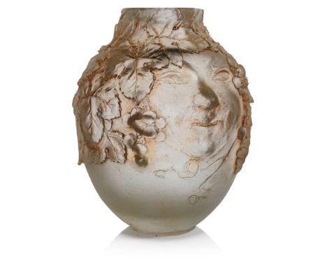  RENE LALIQUE (1860-1945) MASQUE BACCHANTE JUG, CP490 designed 1922cire perdue, sepia stainedwheel-engraved R. LALIQUE, signe