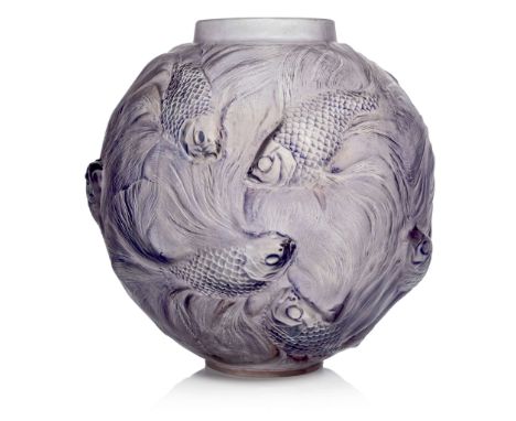  RENÉ LALIQUE (1860-1945) FORMOSE VASE, NO. 934 designed 1924clear, frosted and blue stainedengraved R. Lalique France&nbsp; 
