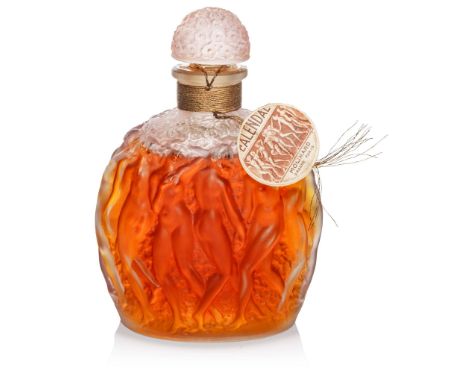  RENE LALIQUE (1860-1945) CALENDAL SCENT BOTTLE, MOLINARD executed Post-Warclear and frosted, boxed, with contentsengraved Mo