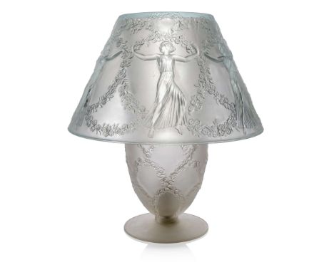  RENÉ LALIQUE (1860-1945) SIX DANSEUSES LAMP, NO. 2179 designed 1931clear and frostedbase stencilled R. LALIQUE FRANCE(2) 27c