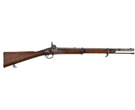 A 19th century  .577 calibre percussion service carbine by Tower, London, dated 1861, the plain 24 inch sighted double banded