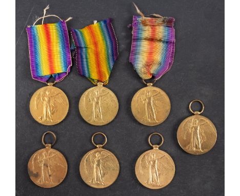 Five WWI Victory Medals.29803 Pte P Burrows R Berks R''M-2 200387 Pte A Parkes ASC''24331 Pte  R H Bullen RAMC''41730 Cpl J B