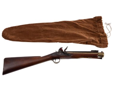 A 19th century brass-barrelled flintlock blunderbuss by Wheeler &amp; Son, London: the 11 1/2 inch two stage barrel stamped w