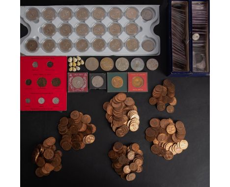 A medal trunk containing mixed coinage etc.