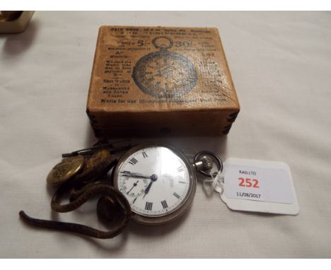 An unusual R.F.C.(Royal Flying Corps) repeater pocket watch the white enamel dial with Roman numerals, subsidiary dial and wi