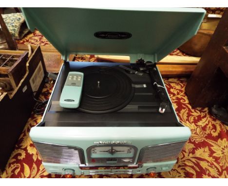 A Murphy classic look CD, record player and radio in pastel blue     untested seems as new with plug still tied