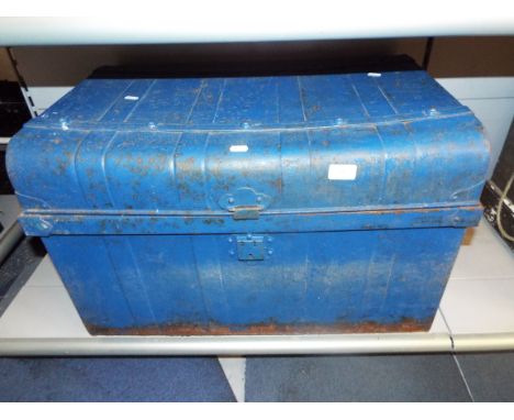 A blue painted trunk