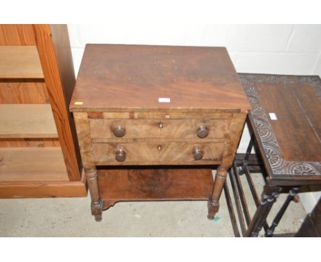 A 19th Century mahogany two drawer side table with shelf below 