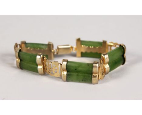A CHINESE JADE AND SILVER BRACELET.