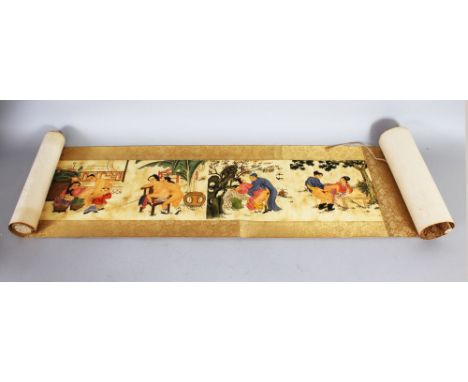 A CHINESE EROTIC SCROLL. 8ft 6ins long.