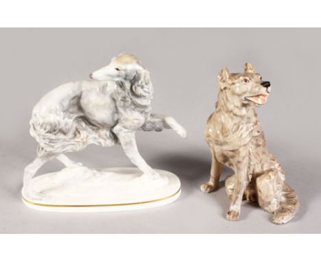 A RARE DERBY FIGURE OF A DOG, painted by Jack Ratcliff, JR to base, with crossed P's mark for 'Pug and Peg' Pages 1933-35, ma