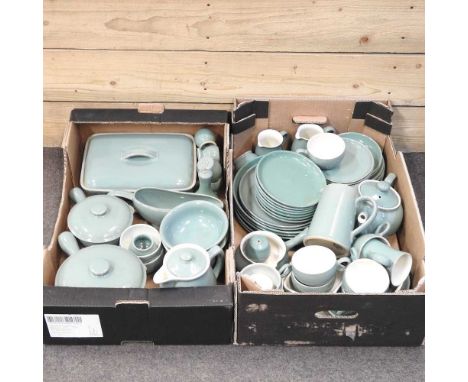 A Denby blue glazed part tea and dinner service, to include tureens
