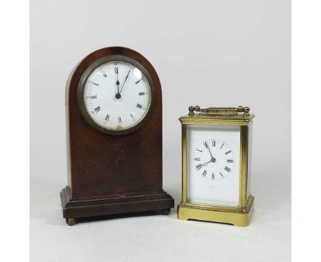 An early 20th century brass cased carriage clock, by Manning &amp; Co, Paris, 17cm high overall, together with an Edwardian m