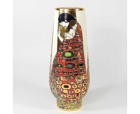 A Dennis Chinaworks pottery vase, of bud shape, decorated in the Klimt Hope pattern by Tally Tuffin, impressed marks to base,