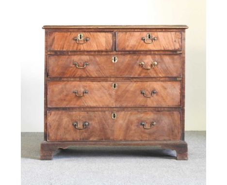 A George III and later walnut chest of drawers, on bracket feet95w x 52d x 87h cm