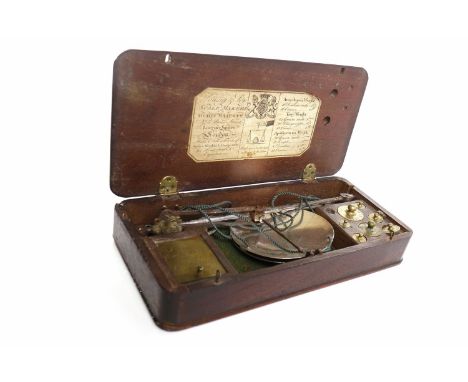 AMENDMENT - SET COMPLETEGEORGE III STEEL BEAM COIN BALANCE WITH STERLING SILVER PANS maker Thomas Meriton, London 1808, conta