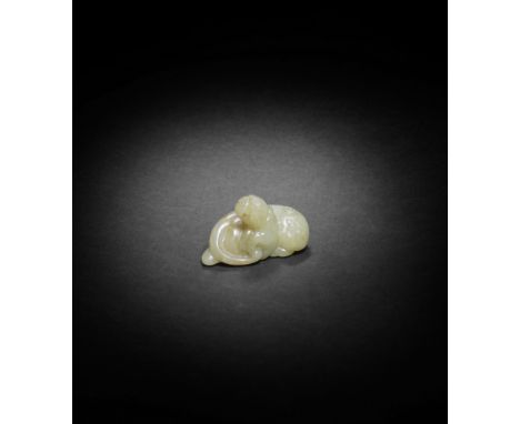 A JADE GROUP OF A TIGER AND CUBYuan/Ming DynastyThe group finely carved as a coiled recumbent tiger with the long tail curled