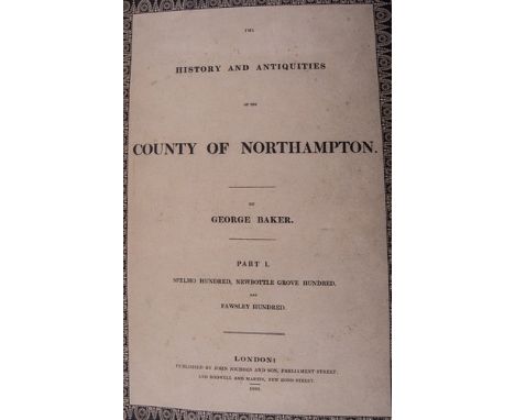 George Baker, The History and Antiquities of the County of Northampton, five parts in two volumes, London 1822-41, folio, reb