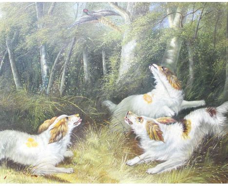 After George ArmfieldSpaniels flushing a pheasantBears signature, oil on board, 43.5cm by 54cm together with a print after Ge