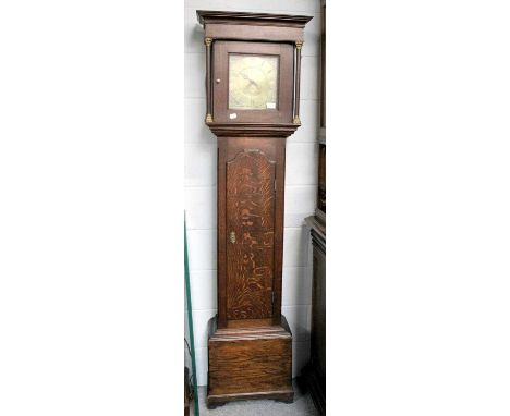 An Oak Thirty Hour Long Case Clock, 18th century, 10'' square brass dial with chapter ring signed Will Snow, 282, single hand