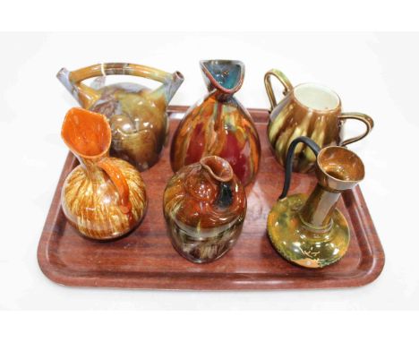 Six pieces of Art Pottery, Linthorpe and similar.