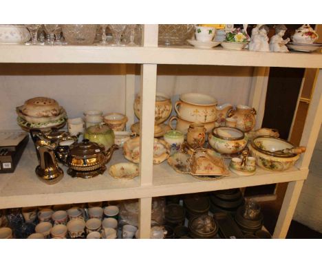 Collection of Crown Devon and Crown Ducal including chamber pots, jugs, vases, salad bowl and servers, lustre teaware, etc.