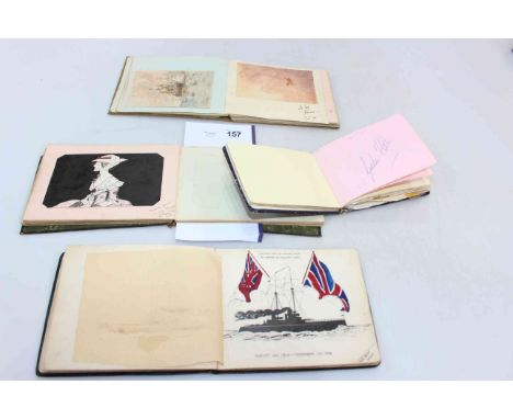 WWI (military interest), c1930s autograph scrapbooks with drawings, paintings and poetry and a small autograph book including