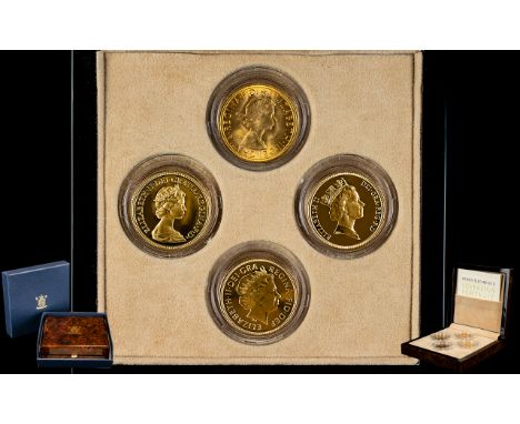 Royal Mint Queen Elizabeth II Sovereign Portrait Collection. Comprises Four Full 22ct Gold Sovereigns, All with Elizabeth II 