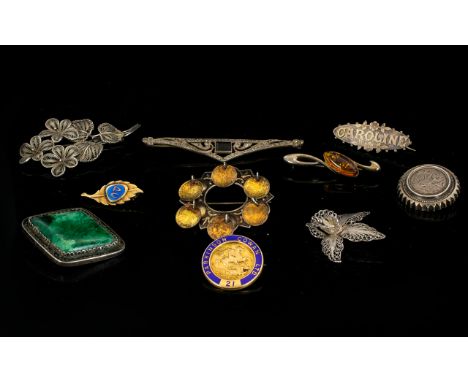 A Mixed Collection Of Antique And Vintage Costume Jewellery Items Ten pieces in total to include Edwardian sterling silver sw