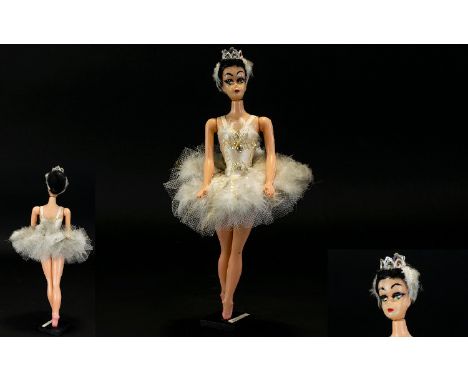 Barbie Doll - Odette Ballerina Rare and Early Figure on Pronged Stand. Date 1959 - 1960. Hand Painted Face, Made by Mattel. P