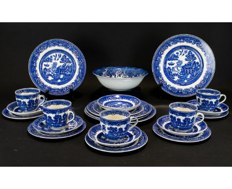 A Collection of Blue and White Pottery (24) items in total. To include several J and G Meakin Pieces. Including old willow pl