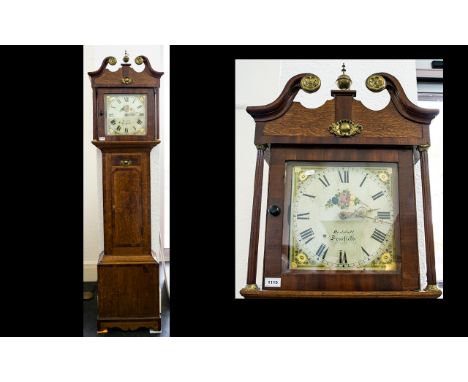 19thC Oak Cased 30 Longcase Clock, Square Painted Dial With Roman Numerals Marked Reddall Froxfield, Pendulum Requires Attent