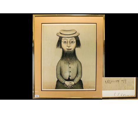 Laurence Stephen Lowry R.A (1887 - 1976) Artist Signed Limited Edition Colour Lithograph Titled 'Woman With Beard' Signed lim