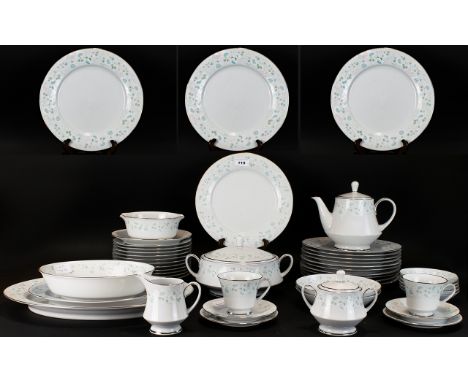Noritake Dinner Service 'Everlasting Patter' 3395 Comprising 11 Dinner Plates, 11 Side Plates, 12 Cups, 12 Saucers, 12 Small 