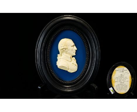 Scottish National Portrait Gallery Interest. This Is an Oval Framed Replica, Made In Polyester Resin of a Portrait Medallion 