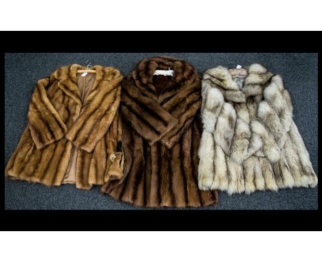 A Collection Of Vintage Fur Coats Three in total to include 1970's Arctic fox jacket, comprising side seam pockets, revere co