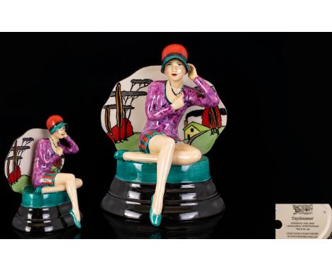 Peggy Davies - Ltd and Numbered Edition Art Deco Style Ceramic Hand Painted Sculpture ' Day Dreamer ' Modelled by Andy Moss. 