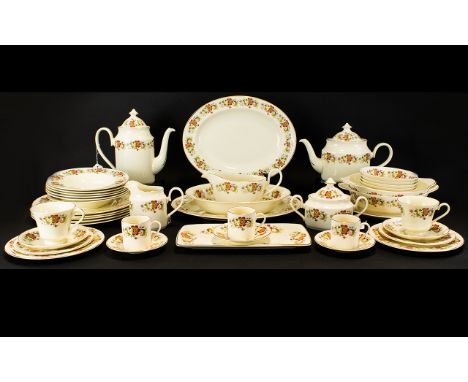 Bone China Part Tea and Dinner Set comprising various items including teapot, coffee pot, sugar bowl, milk jug, dinner plates