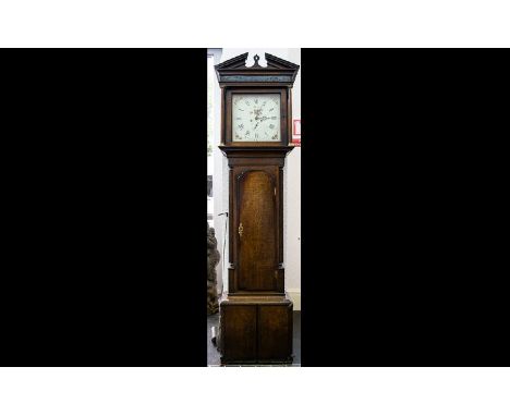 Thomas Houghton Chorley (1780-1840) Oak Cased 30 Hour Longcase Clock  Twin weight, with  broken pediment to top and flanked b