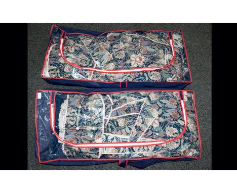 A Pair Of Fully Lined Curtains In good condition, complete with tiebacks, cotton lawn with heavy cotton lining. Blue ground w