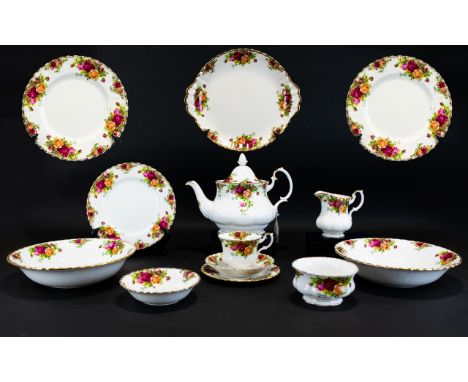 Good Collection of Old Country Roses Royal Albert Pottery, Consists of 4 Dinner Plates, 11 Desert Plates, 23 Tea Plates, 23 S