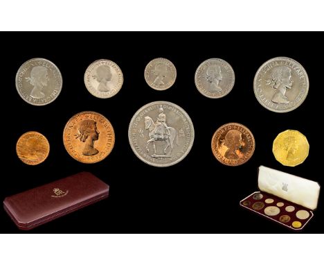 Royal Mint Ltd Edition Elizabeth II 1953 Coronation Issue - Specimen / Proof Coin Set ( 10 ) Coins In Total. Comprises Crown,